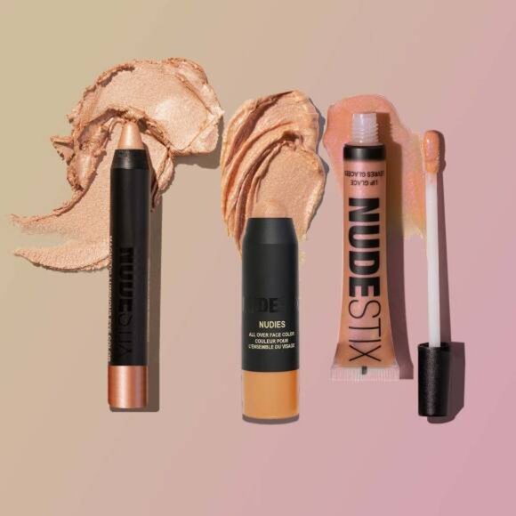 Nudestix Mini NudeGold Glam 3Pc eye and lip palette Kit - Picture 2 of 6